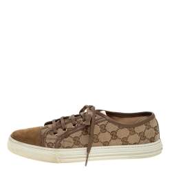 Gucci Brown GG Canvas and Suede California Low Top Sneakers Size 39