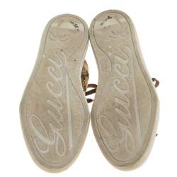 Gucci Brown GG Canvas and Suede California Low Top Sneakers Size 39