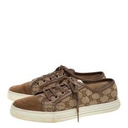 Gucci Brown GG Canvas and Suede California Low Top Sneakers Size 39