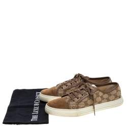 Gucci Brown GG Canvas and Suede California Low Top Sneakers Size 39