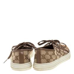 Gucci Brown GG Canvas and Suede California Low Top Sneakers Size 39