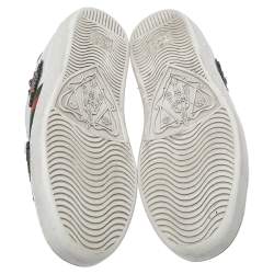 Gucci White Leather Crystal Embellished Arrow Ace Low Top Sneakers Size 36