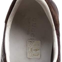 Gucci Brown Guccissima Leather and Suede 'Icon' Web Lace Up Sneakers Size 36.5