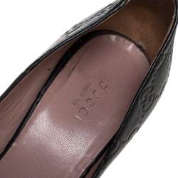 مملوكة مسبقًا حذاء كعب عالي غوتشي جوليني هورسبيت مقدمة مفتوحة جلد غوتشيسيما أسود مقاس 38