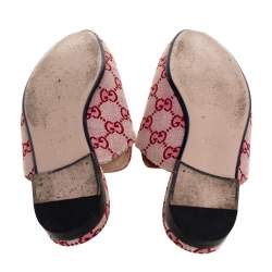 Gucci White/Red GG Canvas Princetown Flat Mules Size 38