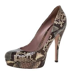 Pre Owned Gucci Multicolor Python Leather 'Lisbeth' Platform Pumps Size 38
