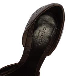 مملوكة مسبقًا Gucci Brown Guccissima Leather Horsebit D'orsay Peep Toe Pumps Size 37
