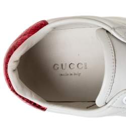 مملوكة مسبقًا Gucci White Leather Embroidered Bee Ace Low-Top Sneakers Size 37