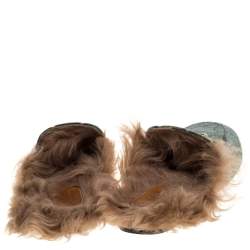 Pre Owned حذاء مول فلات غوتشي برينستاون بطانة فرو وقطيفة جي جي أخضر مقاس 38.5