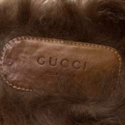 Pre Owned حذاء مول فلات غوتشي برينستاون بطانة فرو وقطيفة جي جي أخضر مقاس 38.5