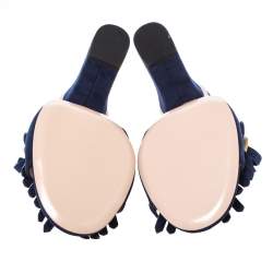 Pre Owned صندل سلايد غوتشي شراشيب مارمونت جي جي سويدي كحلي مقاس 38