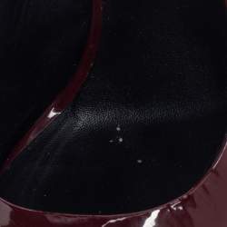 Pre Owned Gucci Burgundy Patent Leather Peep Toe Slingback Sandals Size 37.5