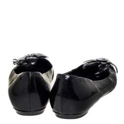 Gucci Black Patent Leather Flower Embellished Ballet Flats Size 37