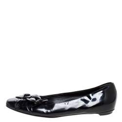 Gucci Black Patent Leather Flower Embellished Ballet Flats Size 37