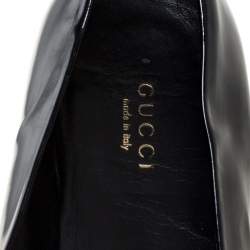 Gucci Black Patent Leather Flower Embellished Ballet Flats Size 37