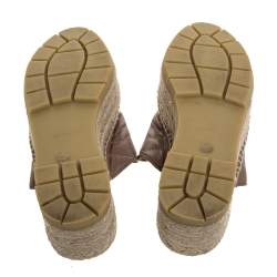 Pre Owned Gucci Beige Leather GG Marmont Platform Espadrilles Mules Size 38