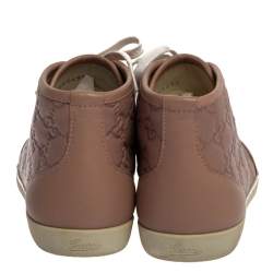 Gucci Nude Pink Guccissima Leather Lace High Top Sneakers Size 37