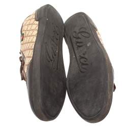 مملوكة مسبقًا حذاء رياضي غوتشي طراز منخفض من أعلى جلد و كانفاس ديامنت بني و بيج مقاس 39