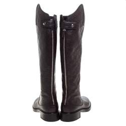 Gucci Dark Brown Guccissima Leather Knee Length Riding Boots Size 38.5