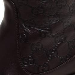 Gucci Dark Brown Guccissima Leather Knee Length Riding Boots Size 38.5