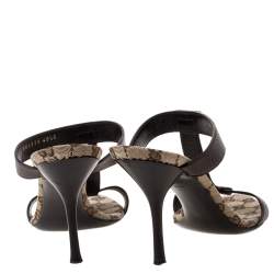 Pre Owned Gucci Brown Leather T-Strap Slide Sandals Size 40.5