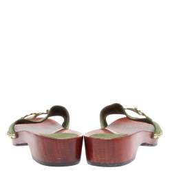 مملوكة مسبقًا Gucci Green Suede And Leather Icon Bit Clogs Size 40.5