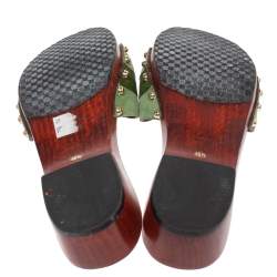 مملوكة مسبقًا Gucci Green Suede And Leather Icon Bit Clogs Size 40.5
