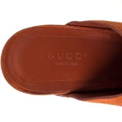 مملوكة مسبقًا Gucci Brown Suede Horsebit Open Toe Platform Mules Size 39.5