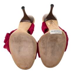 Pre Owned Gucci Pink Pleated Fabric Slide Sandals Size 41