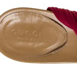 Pre Owned Gucci Pink Pleated Fabric Slide Sandals Size 41