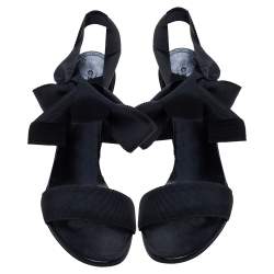 Pre Owned صندل غوتشى ملتف حول الكاحل مقدمة مفتوحة قماش غروغران أسود مقاس 41