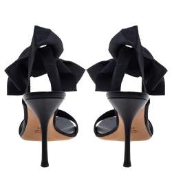 Pre Owned صندل غوتشى ملتف حول الكاحل مقدمة مفتوحة قماش غروغران أسود مقاس 41