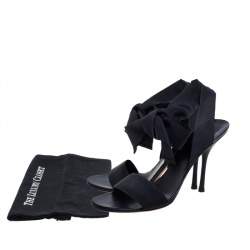 Pre Owned صندل غوتشى ملتف حول الكاحل مقدمة مفتوحة قماش غروغران أسود مقاس 41