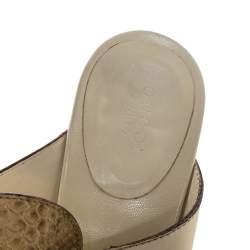 مملوكة مسبقًا صندل سلايد غوتشي ايكونبيت جلد ثعبان و جلد كريمي مقاس 41