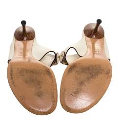 مملوكة مسبقًا صندل سلايد غوتشي ايكونبيت جلد ثعبان و جلد كريمي مقاس 41