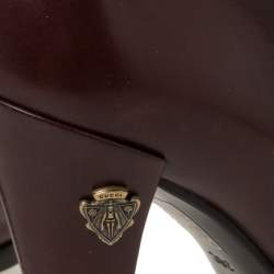 مملوكة مسبقًا حذاء بوت منتصف ساق غوتشي "إليزابيث" جلد بني مقاس 38