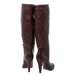 مملوكة مسبقًا حذاء بوت منتصف ساق غوتشي "إليزابيث" جلد بني مقاس 38