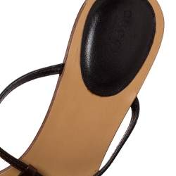 مملوكة مسبقًا Gucci Brown Leather T-Strap Sandals Size 40.5