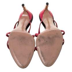 مملوكة مسبقًا Gucci x Tom Ford Pink Leather Snake Head Embellished Slide Sandals Size 41