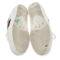 مملوكة مسبقًا Gucci White Leather Ace Metallic Stars Low Top Sneakers Size 35.5