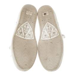 مملوكة مسبقًا Gucci White Leather Ace Web Embellished Low Top Sneakers Size 39