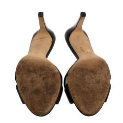 مملوكة مسبقًا Gucci Black Leather GG Embellished Open Toe Mule Sandals Size 40