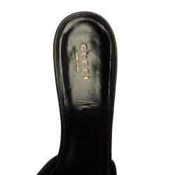 مملوكة مسبقًا Gucci Black Leather GG Embellished Open Toe Mule Sandals Size 40