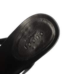 Pre Owned Gucci Black Leather Interlocking G Strappy Sandals Size 38