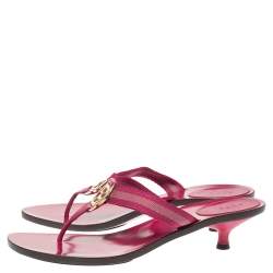 مملوكة مسبقًا صندل غوتشي فينتدج ويب شعار الماركة جي جي كانفاس وردي أرجواني مقاس 38.5