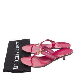 مملوكة مسبقًا صندل غوتشي فينتدج ويب شعار الماركة جي جي كانفاس وردي أرجواني مقاس 38.5