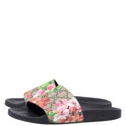 Pre Owned Gucci Multicolor GG Floral Canvas Flat Slides Size 38