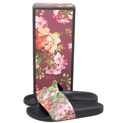Pre Owned Gucci Multicolor GG Floral Canvas Flat Slides Size 38
