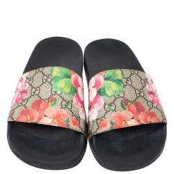 Pre Owned Gucci Multicolor GG Floral Canvas Flat Slides Size 38