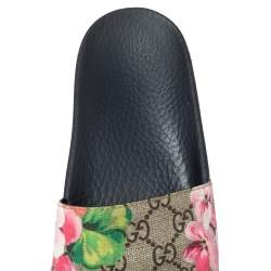 Pre Owned Gucci Multicolor GG Floral Canvas Flat Slides Size 38